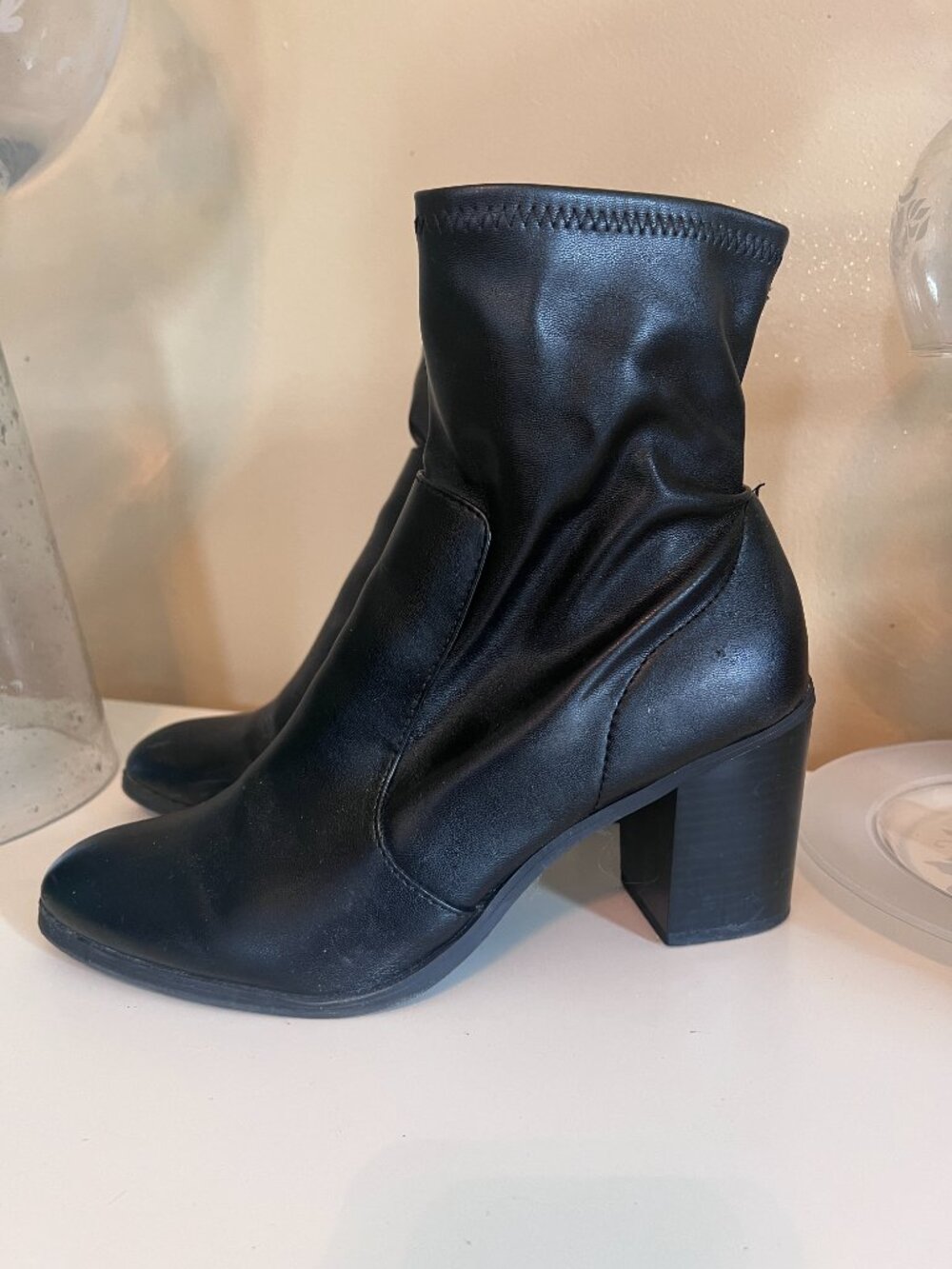 Black Brash Block Heel Stretch Bootie - 9.5